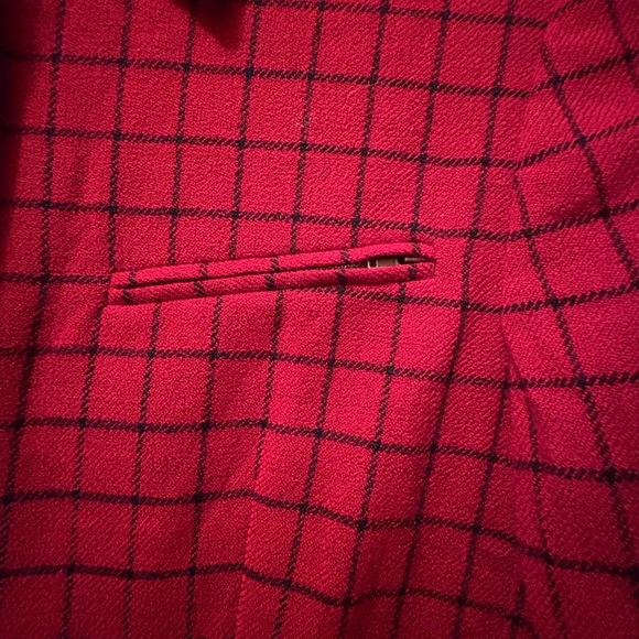 Lauren Ralph Lauren  Wool Plaid Blazer Women's Red/black Zip Pockets - Picture 6 of 12